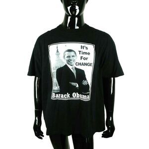 VTG 2008 Barack Obama "It's Time For Change" Democrat Double Sided Graphic Tee